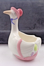 Vintage FTDA Ceramic Goose Planter~ 1986 Pink, White and Blue Baby
