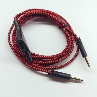 Gaming Headset Cable Red Black Braided Audio Cable for Logitech Astro A10 A40A30
