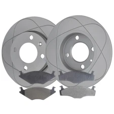 Front Slotted Disc Brake Rotors & Pads For Volkswagen Rabbit, Quantum; 239mm