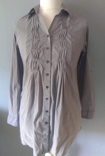 Collection Debenhams - Size 10 - Grey - Pinstripe - Long Shirt - Roll Tap Sleeve - Picture 2 of 10