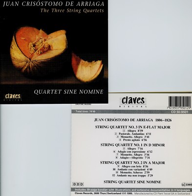 ARRIAGA The Three Strings Quartet QUARTETT SINE NOMINE