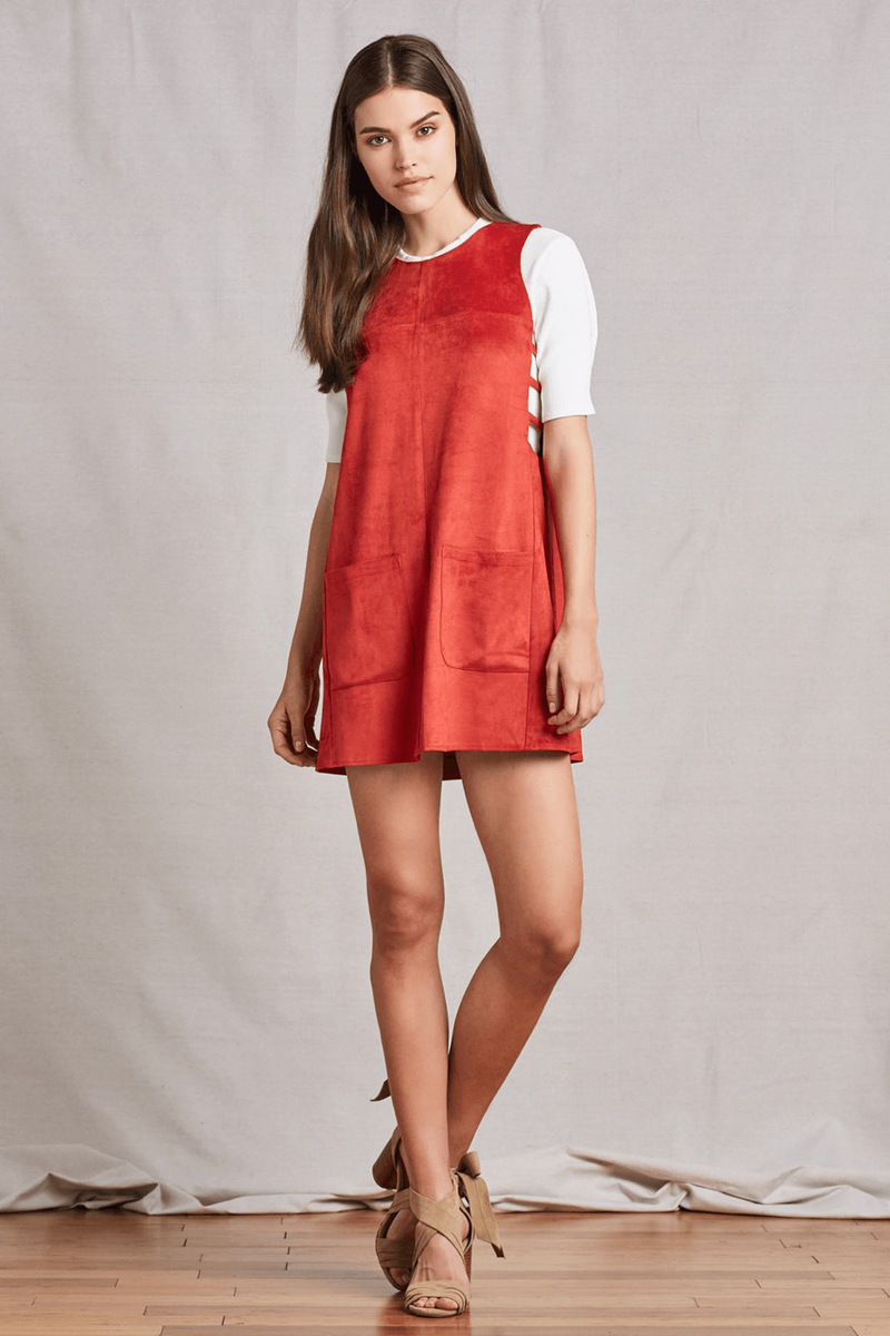 red suede mini dress Wine Faux Suede Drop Waist Ruffle Hem Mini Dress