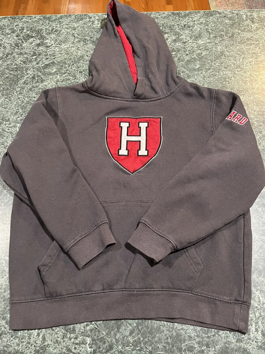 Harvard University Gray Red Embroidered Hoodie Sweatshirt YOUTH Size L 16 18
