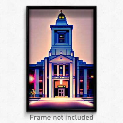 Pixel Art Poster - Ordinary Courthouse (8 Bit Psychedelic Video Game Print)