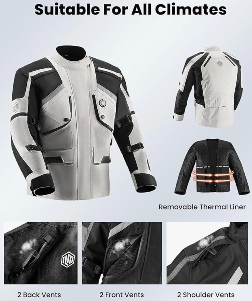 ILM Motorcycle Jacket Adventure Riding Armored All Season RL01, Men’s S ...