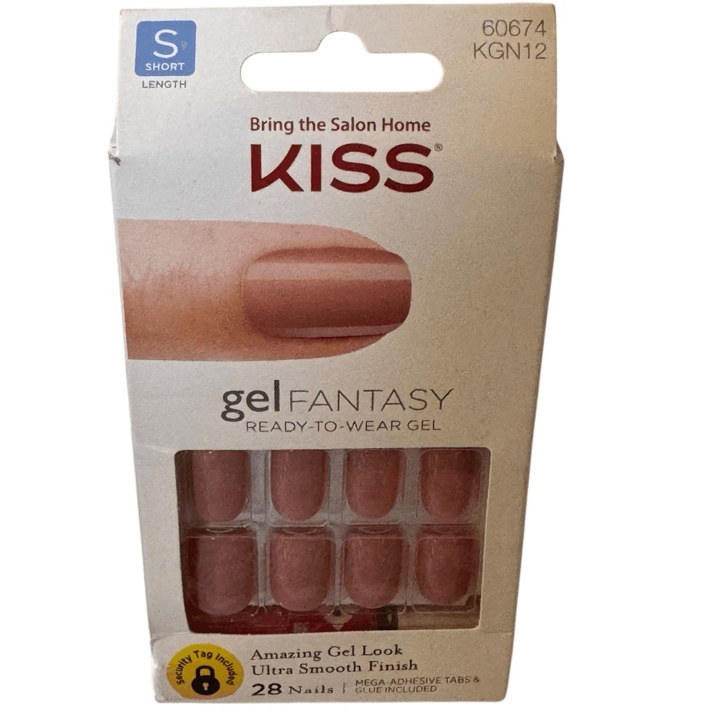 Kiss Gel Fantasy False Nails Short 28 Ct Pink Ribbon NEW