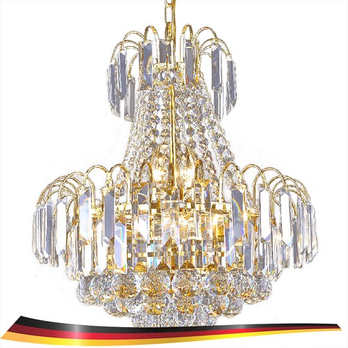 Lampadario cristallo oro luce lusso soggiorno soffitto moderno sospensione - Foto 7 di 11