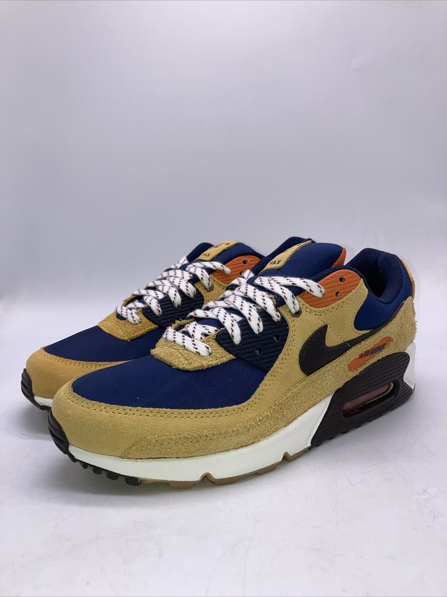 Nike Air Max 90 Bucktan Navy Orange Wheat Suede DZ5175-200 Men's