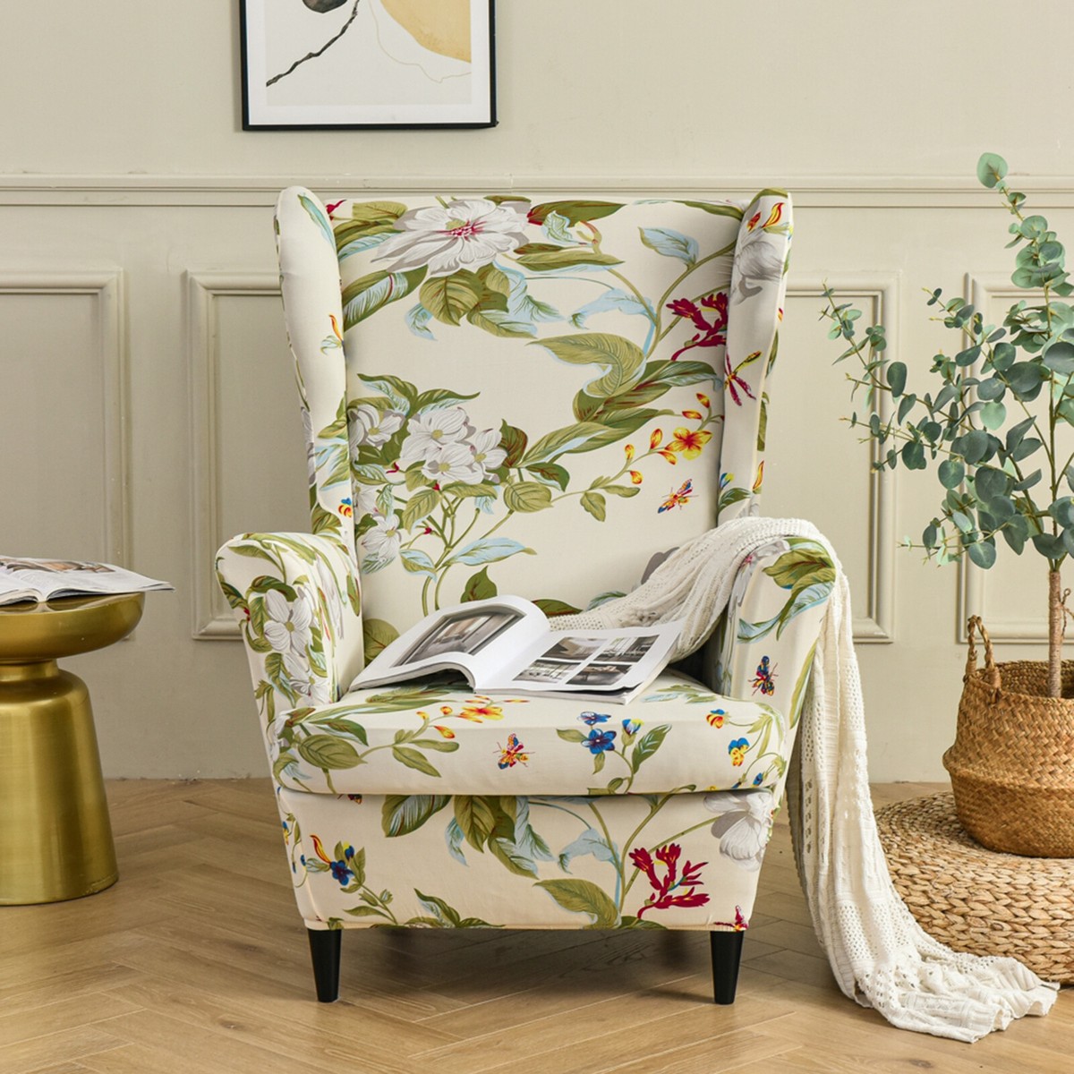 A.Monamour Sofabezug Fantasy-Baum Design - Samt Bezug Für Sofa & Sessel - Blauer Wald Mystik Deko