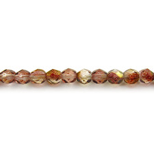 Pink Lemonade Luster - 50 4mm Round Faceted Fire Polish Czech Glass Beads