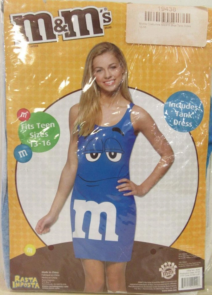 Fantasia vestido regata azul M&M Halloween adolescente tamanho 13-16 Rasta Imposta - Imagem 4 de 4