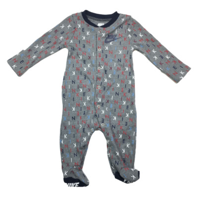 Nike Baby Infant Boys Footed Sleeper Coverall Gray Blue Red Creeper 3MO NEW