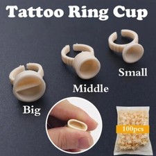 100Pcs Silicone Tattoo Ink Cup Caps Yellow Ring for Microblading Needle Supplies
