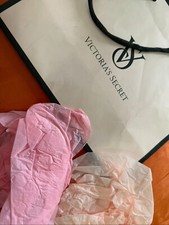 VICTORIA'S SECRET GIFT BAG W/ PINK TISSUE - WHITE BLACK LOGO GENUINE 9 X 11 X 5"