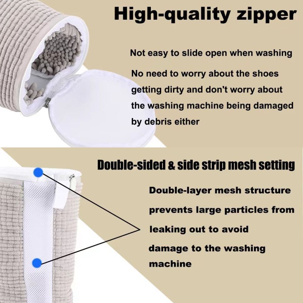 with Strong Zippers Shoe Washing Bag Plush Shoe Cleaning Bag Washing