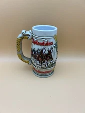 Budweiser 1983 Holiday Beer Stein Snowy Wheat Hop Clydesdale