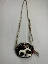 TY Beanie Babies Sequin Sloth Purse 7.5" wide 6.5" T Handbag 6 Ways to Wear New