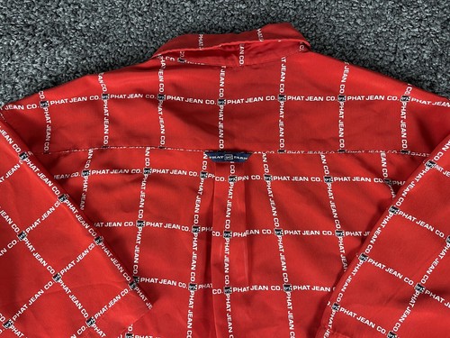 Camicia Phat Farm manica corta con bottoni taglia XL Phat Jean scritta tutto rosso - Foto 8 di 8