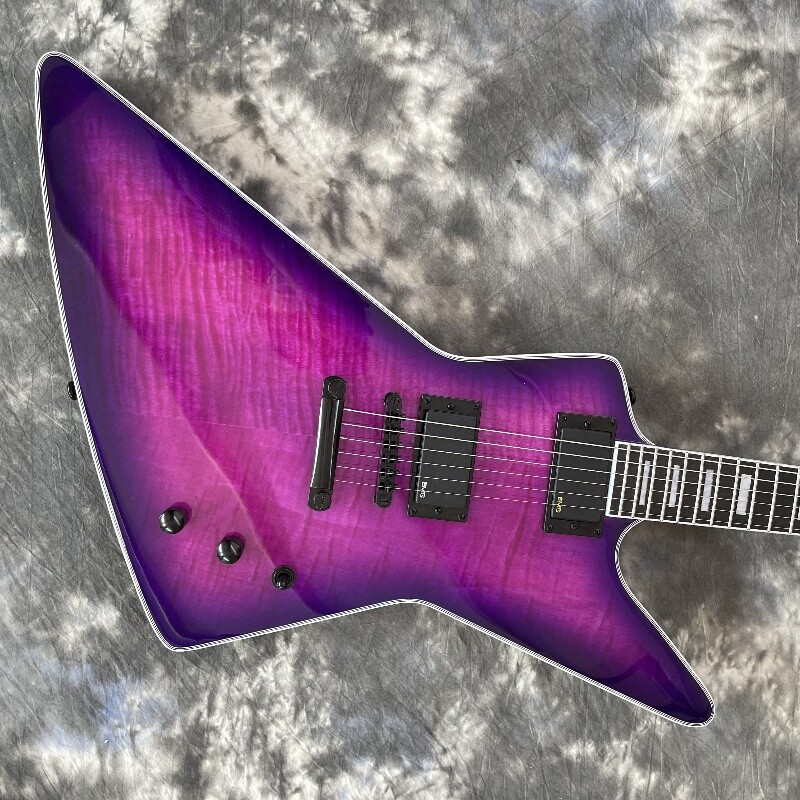 Custom Explorer Electric Guitar Purple Flamed Maple Top HH Pickup