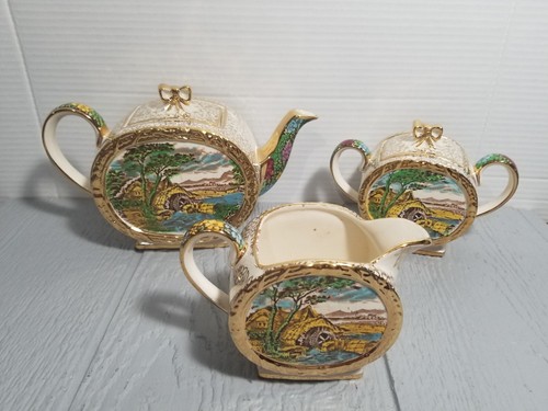 Vintage "The Old Mill" Sadler England 3 Piece Tea Set - Picture 2 of 20