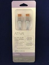 ATIVA Ultra Slim High Speed HDMI Cable with Ethernet 4 FT., Video, White 529-799