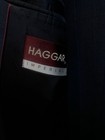 Men Suit Haggar Imperial Sz47 Pants 36x32 Double Breasted Blue With Gray Stripes — photo 3