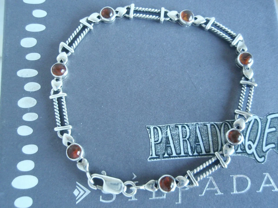 SILPADA RETIRED Sterling Silver 925 Amber Cabochons Tennis Bracelet B0892 LA - Image 2 of 4
