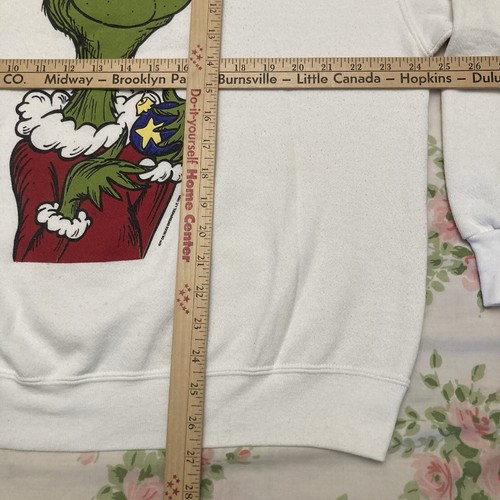 Vintage The Grinch Dr. Seuss Christmas 90s 1995 White Sweatshirt XL Made in USA - Picture 16 of 16