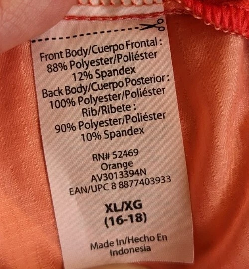 VETEMENTS Felpa con cappuccio pullover AVIA donna manica corta arancione abbigliamento attivo leggero taglia XL (16 18)