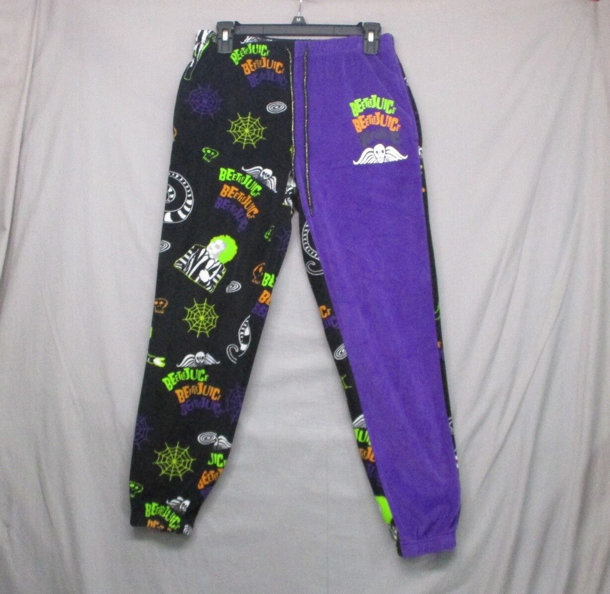 Beetlejuice Purple Black Fleece Pajama Pants Women Size Small