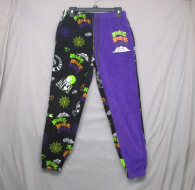 Beetlejuice Purple Black Fleece Pajama Pants Women Size Small