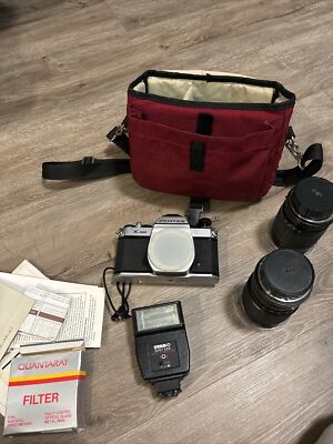 Pentax K1000 w/ 50mm and 28mm Lenses With Extras