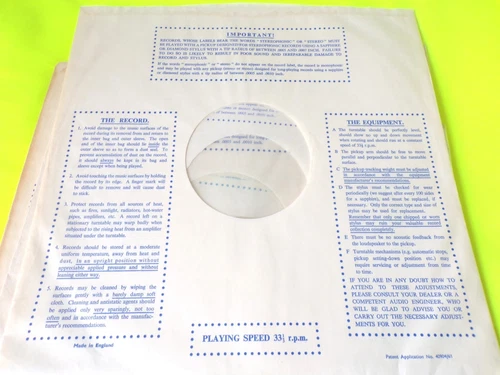 DECCA Inner Sleeves for LP records Rolling Stones The Who DOTS 1960s