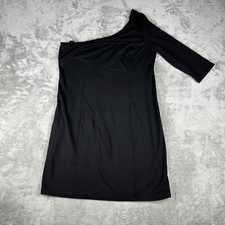 Charlotte Russe One Shoulder Dress Womens Large Solid Black Short