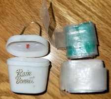 Vintage Two Rain Bonnets One In Plastic Mini Purse Case With Flowers