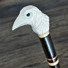 White Raven Cane Wooden Cane Walking Cane Walking Stick Handmade Handcarved