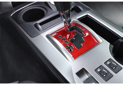 Cubierta del panel indicador de cambio de engranajes de fibra de carbono roja para Toyot@ 4Runner 2010-23 - Imagen 4 de 10