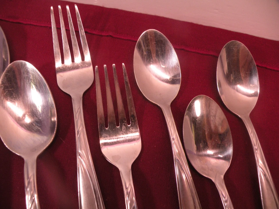 9 Piezas Pfaltzgraff Acero Inoxidable HOOPLA FROST Tenedores de Cena Tenedores de Ensalada Cuchara Foto 3 de 4