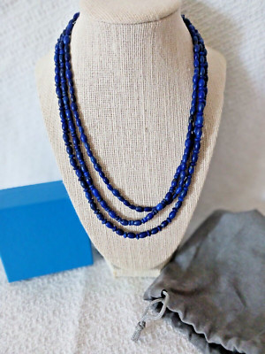 JAY KING LAPIS 3 STRAND NECKLACE, S.SILVER, 18'' w/3'''extender
