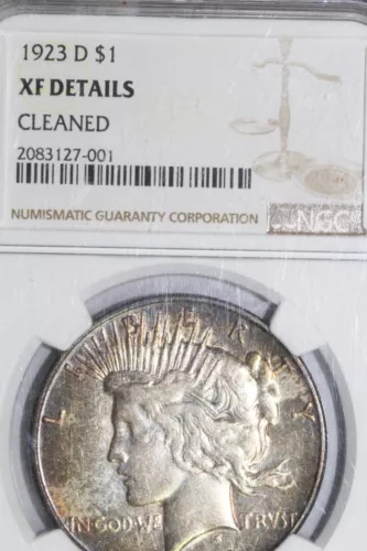 1923-D Peace Dollar NGC Graded XF Details CLEANED (AWS-173)(2083127-001)