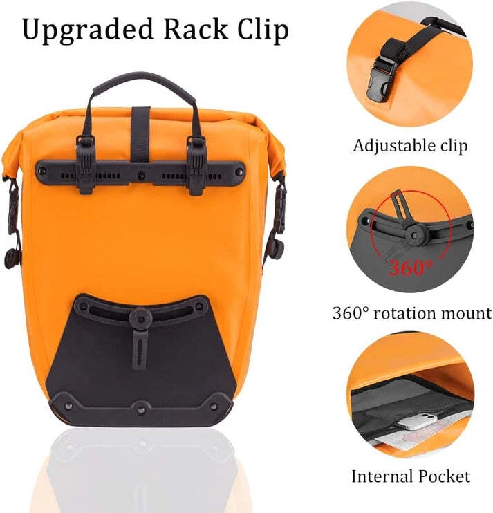 ROCKBROS 2pcs Bike Panniers Rear Rack Bag 32L Waterproof Durable Easy to Install - Image 2 of 4