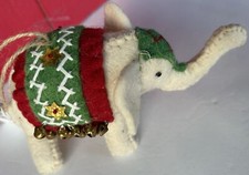 NWT Pier 1 FELT ELEPHANT Ornament w/ jingle bells