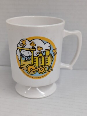 Vintage 1965 United Feature Syndicate Inc Peanuts Snoopy Train Mug Woodstock