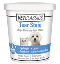 Tear Stain Supplement For Dogs & Cats, 65 Soft Chews by Vet Classics