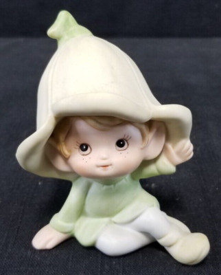 Vintage Pixie Elf With Green Flower Hat by Homco