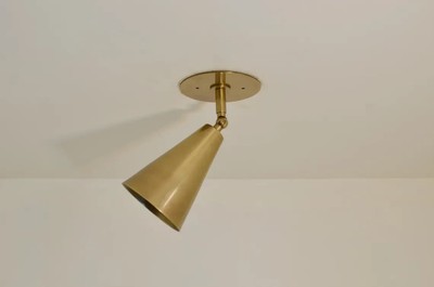 Raw Brass Cone ceiling fixture focus light ceiling fixture reading study