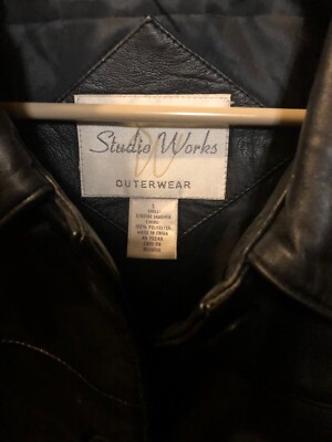 Studio Works Ladies Leather Jacket Large Coat Winter Outerware