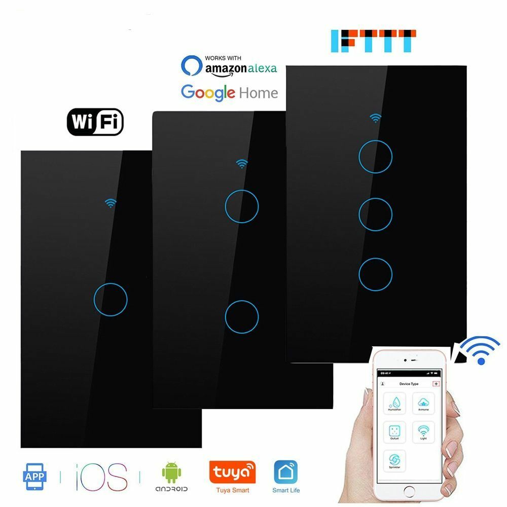 Smart Wifi Light Switch Alexa Google Home IFTTT Wall Glass Touch Screen  Voice C