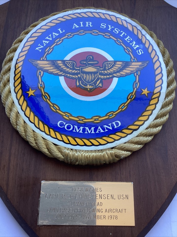 1970s United States Naval Air Systems Command Crest Wall Plaque Rope ...