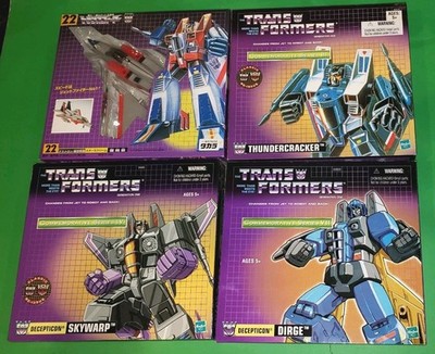 Transformers Starscream Thundercracker Skywarp Dirge G1 TakaraHasbro Reissue New